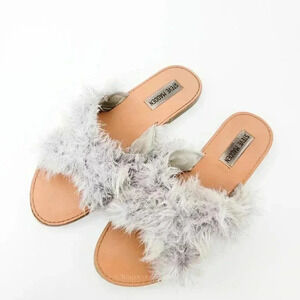 Steve Madden Boa Feather Ciara Slide Sandals - 7